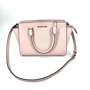 Michael Kors Selma Medium Satchel Ballet Pink Saffiano Leather Crossbody Bag